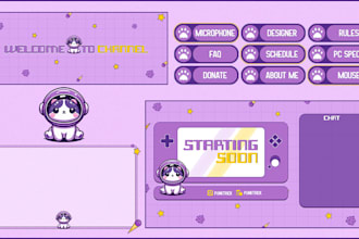 design cute animated twitch overlays and stream packages