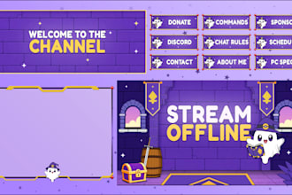 design cute animated twitch overlays and stream packages