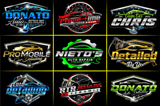create repair auto detailing automotive and car wash logo