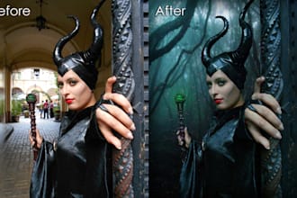 do cosplay photo manipulation, photoshop editing