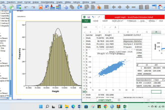 help with spss, sigma plot, minitab, SAS jmp, eviews, excel and statcrunch