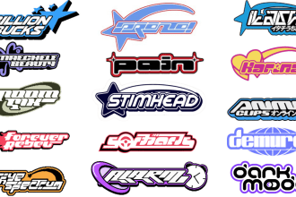 create a custom y2k streetwear  logo design  and brand name