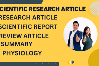write scientific research, review article, report, summary on physiology