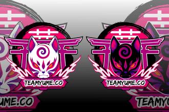 draw a japanese mask logo and mascot illustration