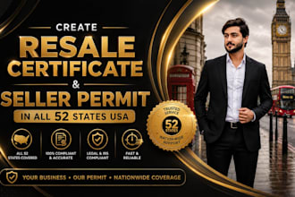 create resale certificate and seller permit in 52 state USA