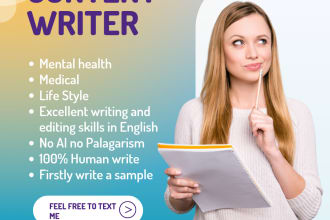 write content mental, medical, lifestyle and wellness related topics