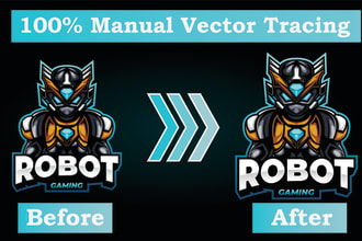 do manual vector trace any raster image or scan logo and convert to vector art