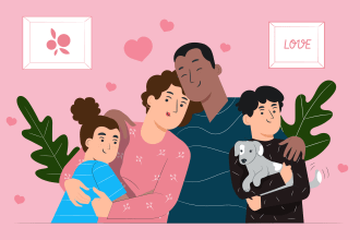 draw cute portrait illustration for couple, family, children