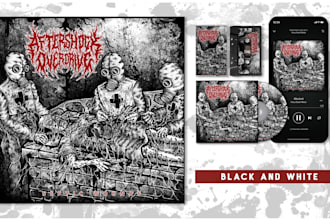 draw dark art illustration for album cover death metal