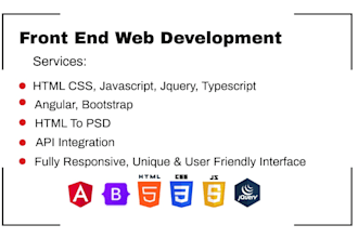 develop and fix angular apps using HTML CSS, bootstrap, js, jquery, typescript