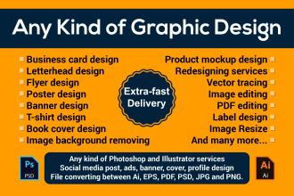 do any graphic design, photoshop or illustrator editing work