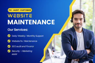 manage, support, customize wordpress, wix, shopify website maintenance