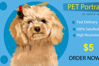 draw a cute cartoon portrait of your pet dog