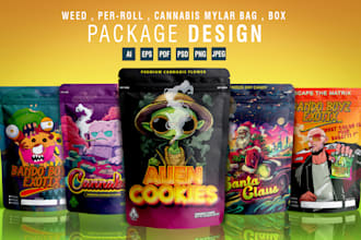 design unique cannabis mylar bag, weed pouch or  labels