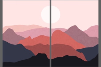 draw abstract minimalistic vector landscape