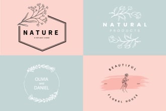 design botanical line art boho hand drawn feminine logo