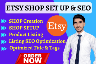 set up professional etsy shop and create etsy SEO product listings