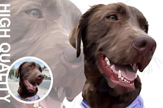 draw a vector portrait dog cat pet cartoon illustration in 24h