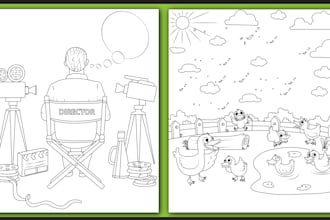 draw professional creative coloring book pages for kids