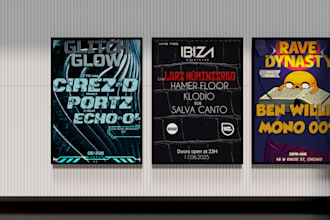 design an underground rave poster flyer for your techno event party