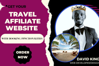 create travel affiliate website, agency website with booking for passive income