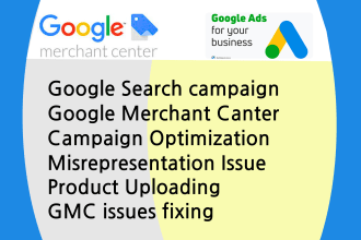 set up display search ads campaign with google shopping to fix merchant center