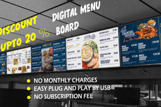 design digital menu, digital menu board or animated menu