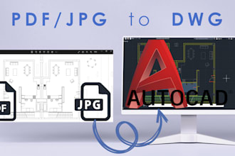 convert PDF, jpg, sketch drawings to autocad dwg