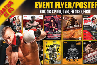 design boxing, sport, gym, fitness, fight club, event flyer or poster