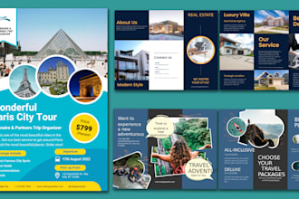design creative bifold trifold brochures and flyers with print ready edit