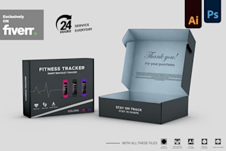 do packaging box design, product box design, mailer box and 3d mockup
