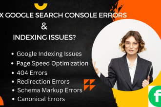 fix search console errors, schema markup, page speed and google indexing issues