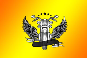 make an amazing wings motorcycle clipart logo design in one day