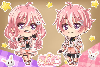 create cute custom chibi anime for fanart, oc, vtuber, etc