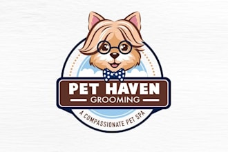 create pets, animal, pet shop and cartoon logo