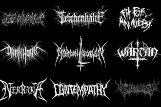 create chrome metallic black slaming, goregrind, brutal death metal logo design