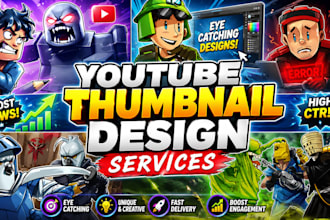 create amazing gaming, cartoon, soccer, pro thumbnail