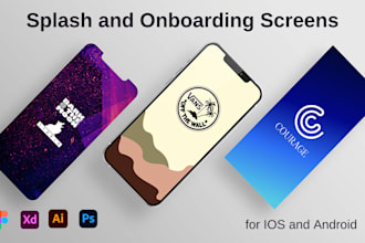 design splash screen and onboarding screen for mobile app