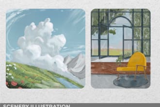 draw scenery, background, landscape digital illustration