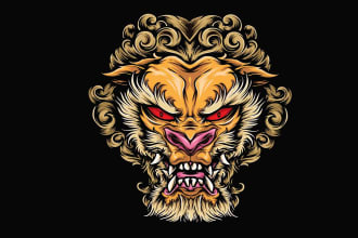 design wonderful japanese lion tattoo logo with unlimited revision