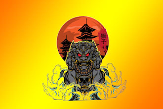 design an awesome chinese guardian lions logo with express delivery