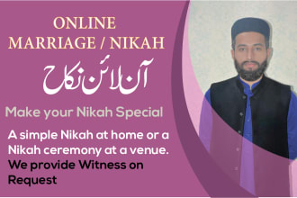 do online nikah, help people do online wedding as imam nikah