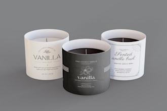 do minimalist candle box packaging design and candle label design