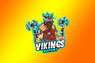 design super vikings mascot logo with source file in 12 hours