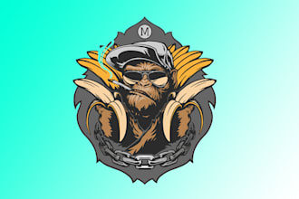 design creative gorilla banana logo for your business