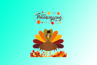 design custom pilgrim turkey peeking logo with unlimited revision
