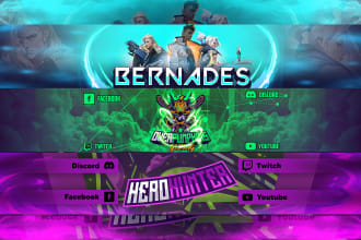 professional gaming banner design for youtube, facebook, twitch and social media