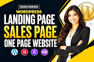 build wordpress elementor landing page design, sales page or sales funnel