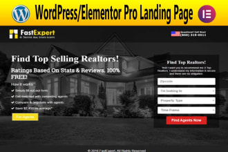 build wordpress landing page, elementor landing page design