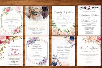 design elegant custom wedding invitation and bridal shower design